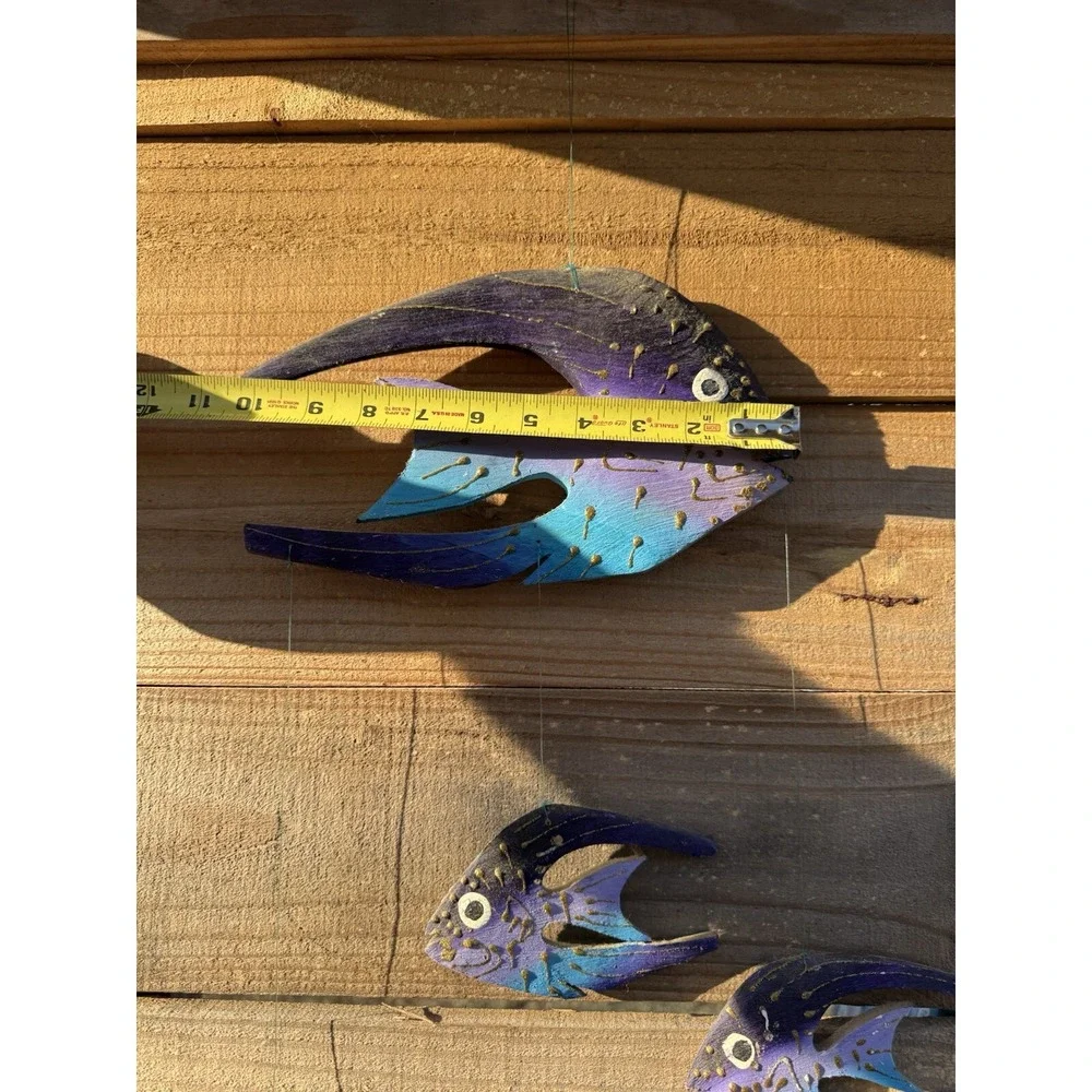 Wooden Hanging Decorative Hand Carved Hand Painted Fish‎ Vintage Jamaica